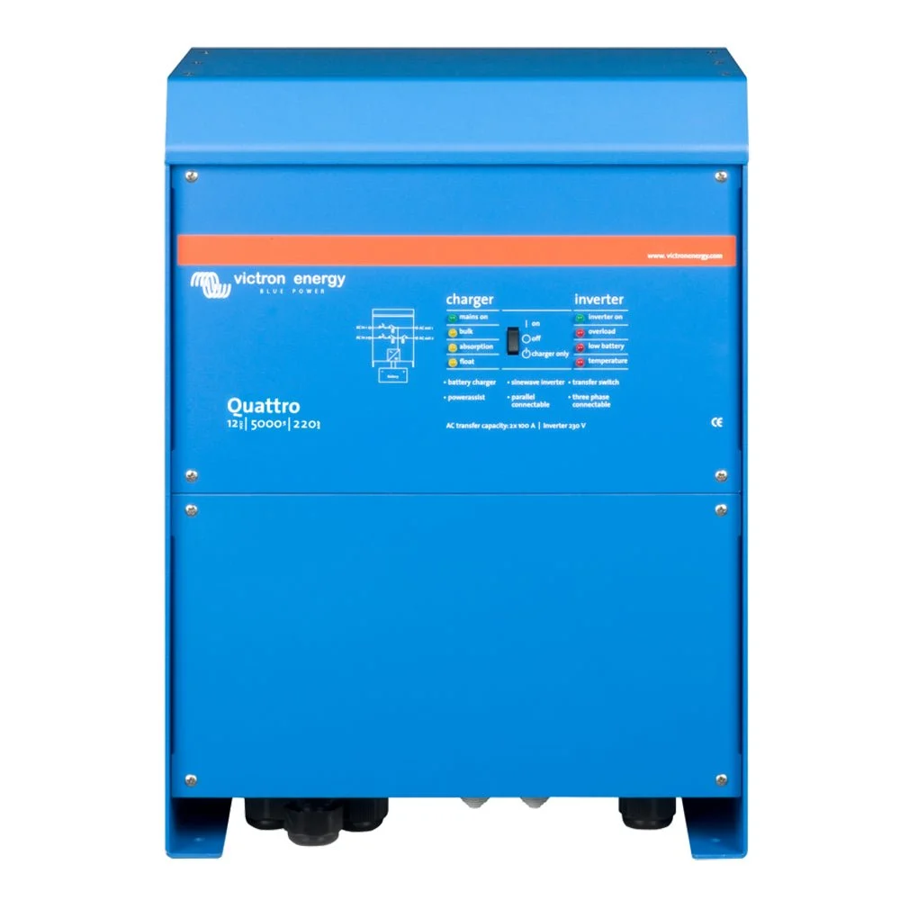 Victron Energy Quattro Inverter/Charger 12 VDC - 5000W -Dual 100AMP 120VAC Inputs - Auto Transfer Switch - 200 – Marine Electrical Replacement Part