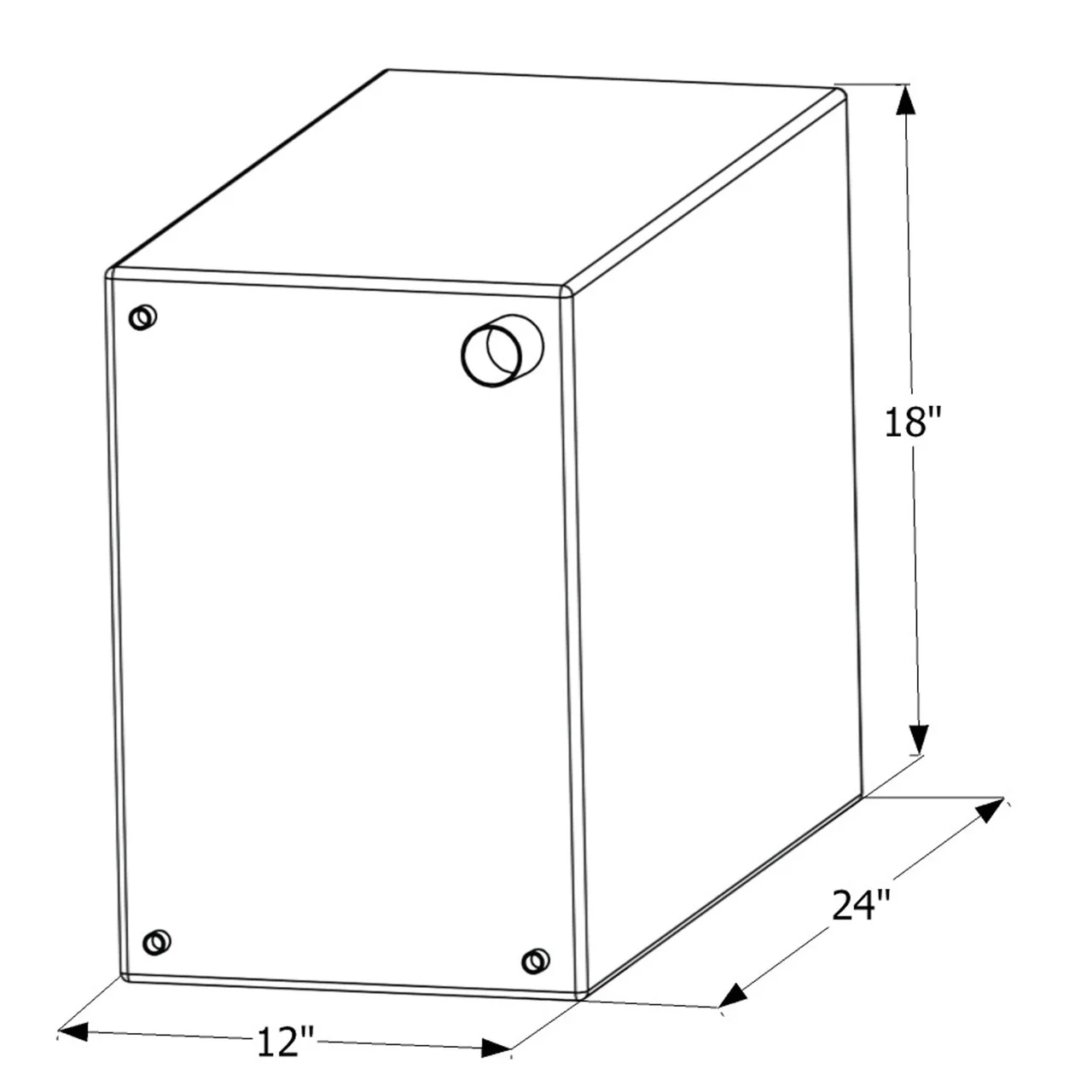 Icon 12454 Fresh Water Tank with 1/2" FTP and 1-1/4" Filler WT2454 - 24" x 12" x 18", 20 Gallon - 12454