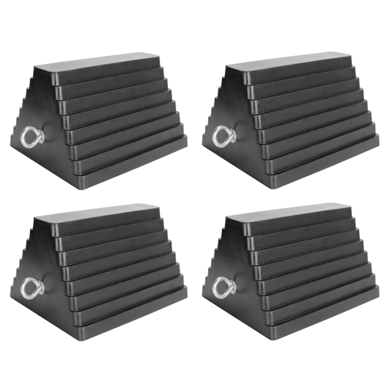 Extreme Max 5001.5775 Heavy-Duty Rubber Wheel Chock with Eyebolt - 5001.5775