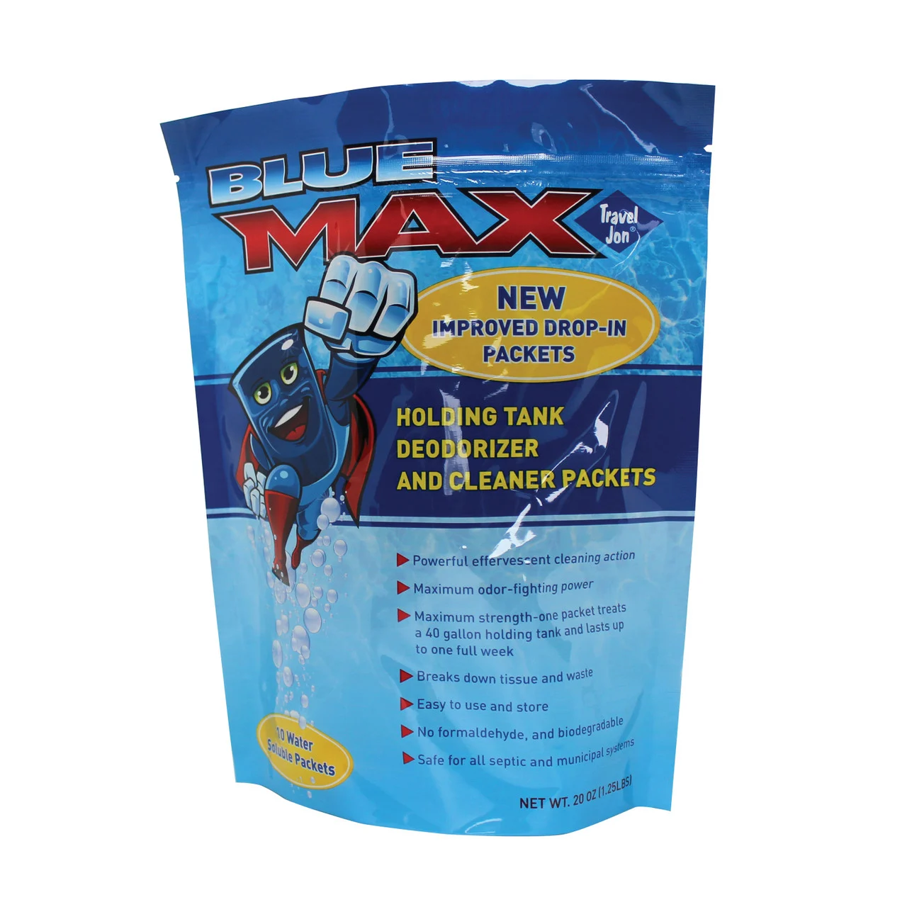 Century Chemical 20063-CS Travel Jon Blue Max - 10 Packets - 20063-CS
