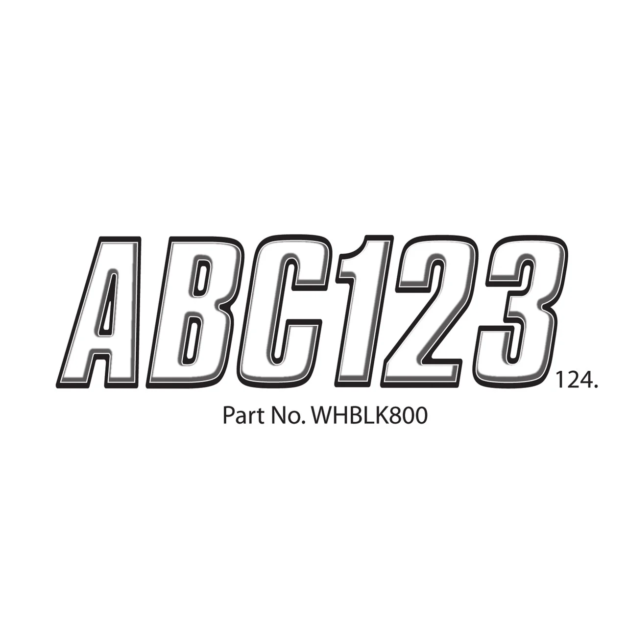 Hardline WHBLK800 Boat Lettering Registration Kit - White/Black - WHBLK800