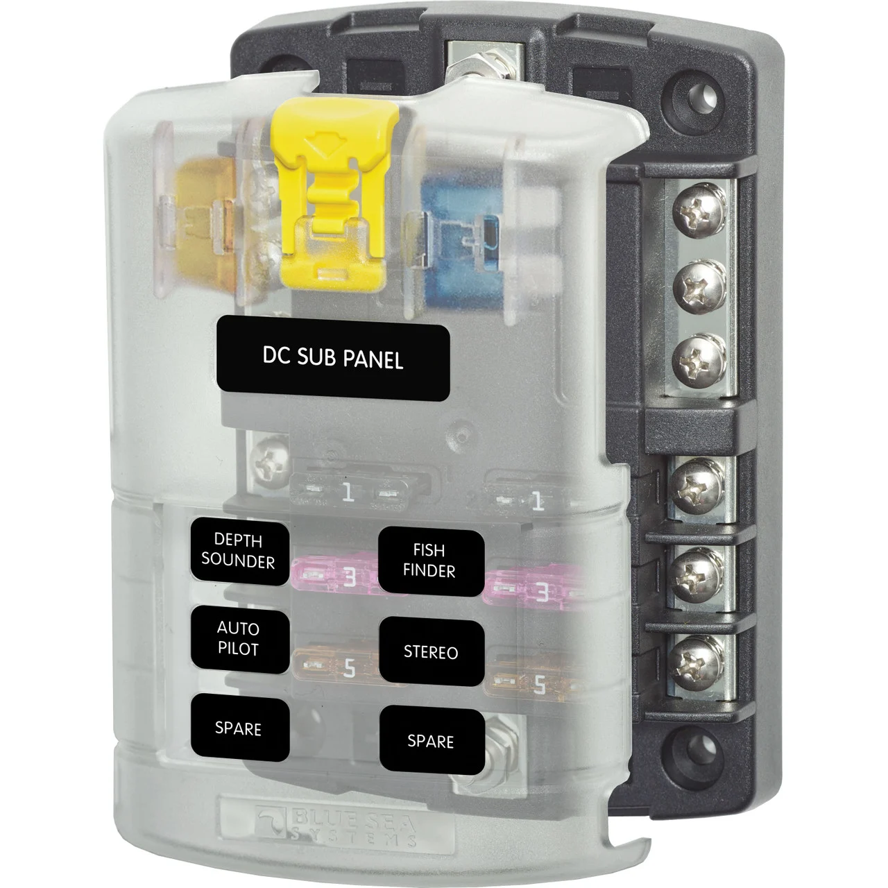 Blue Sea Systems 5025-BSS ST Blade Fuse Block - 6 Circuits with Negative Bus and Cover - 5025-BSS