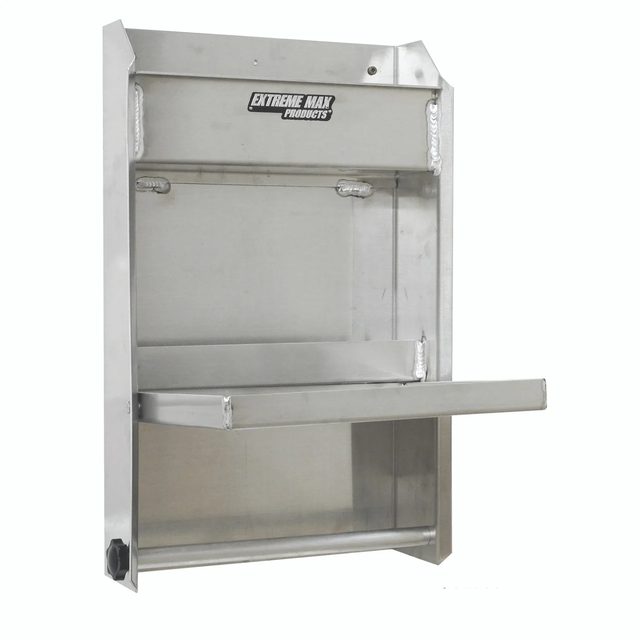 Extreme Max 5001.6053 Junior Aluminum Work Station Storage Cabinet Flip-Out Work Tray with Paper Towel Rack Organizer for Enclosed Race Trailer Shop Garage Storage - 5001.6053