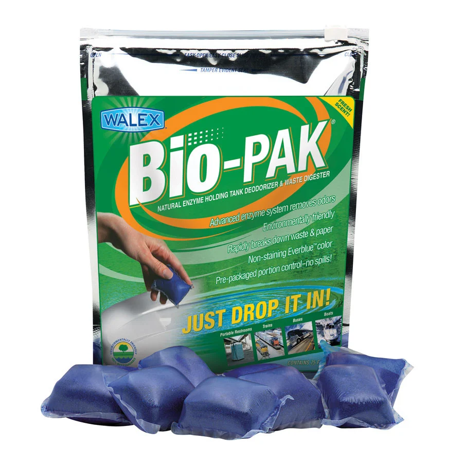 Walex BIOBLUBG Bio-Pak Natural Enzyme Holding Tank Deodorizer and Waste Digester - 50-Pack - BIOBLUBG