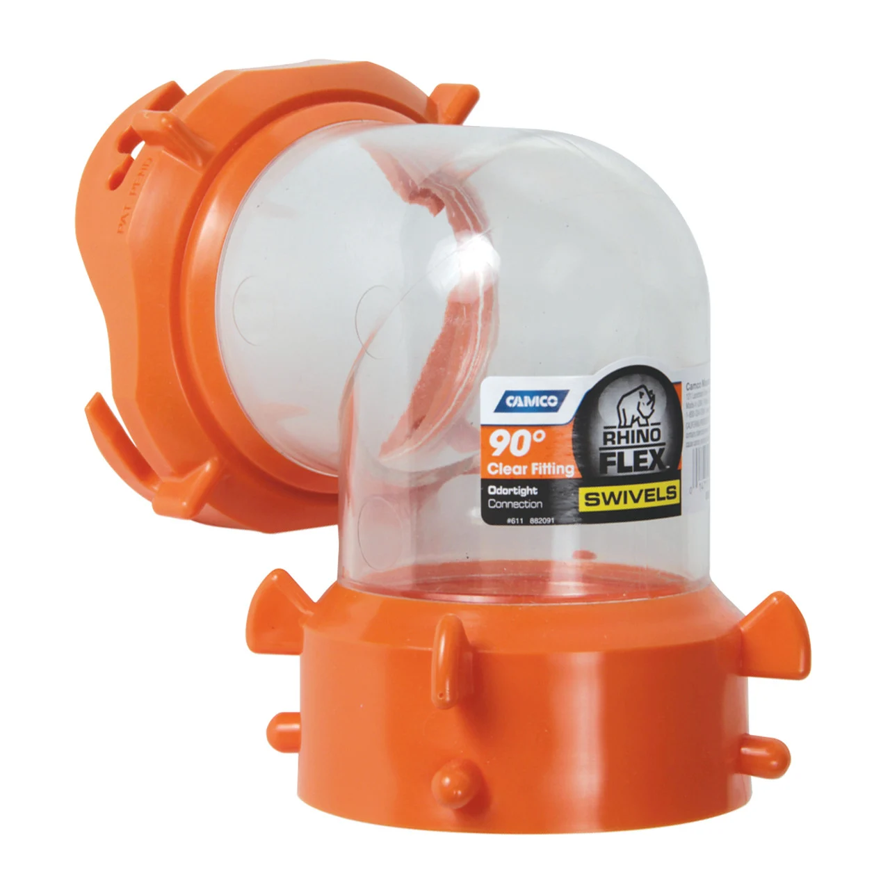 Camco 39857 RhinoFLEX Clear Swivel Fitting - 90° - 39857