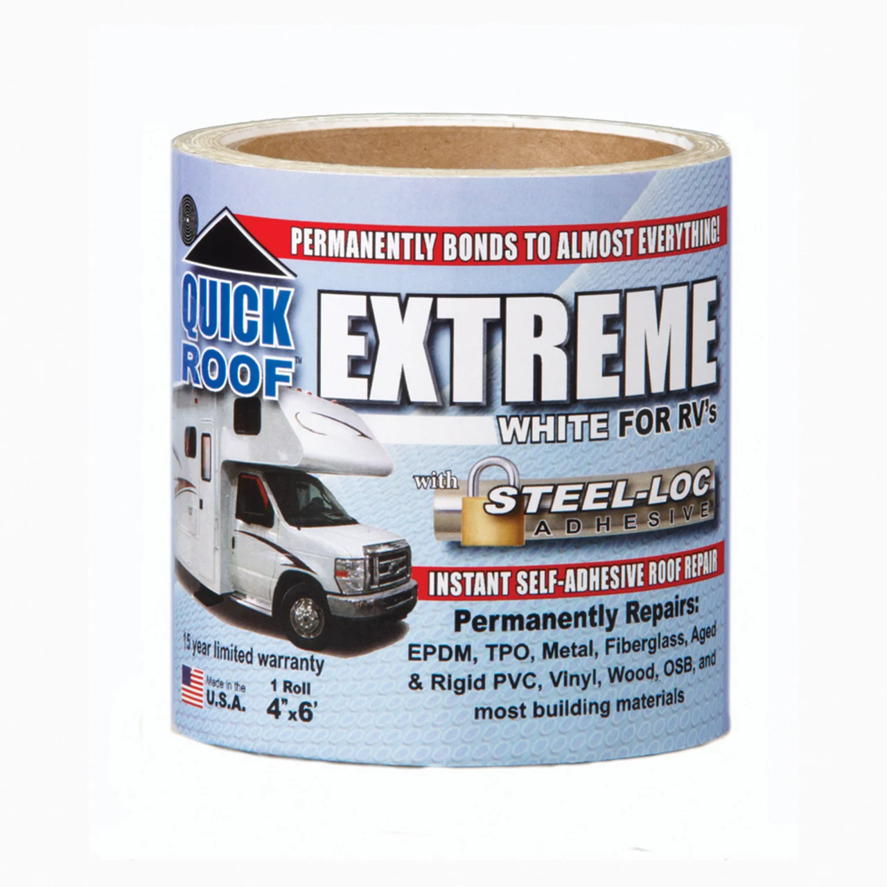 Cofair Products UBE675 Quick Roof Extreme With Steel-Loc Adhesive - 6" x 75', White - UBE675