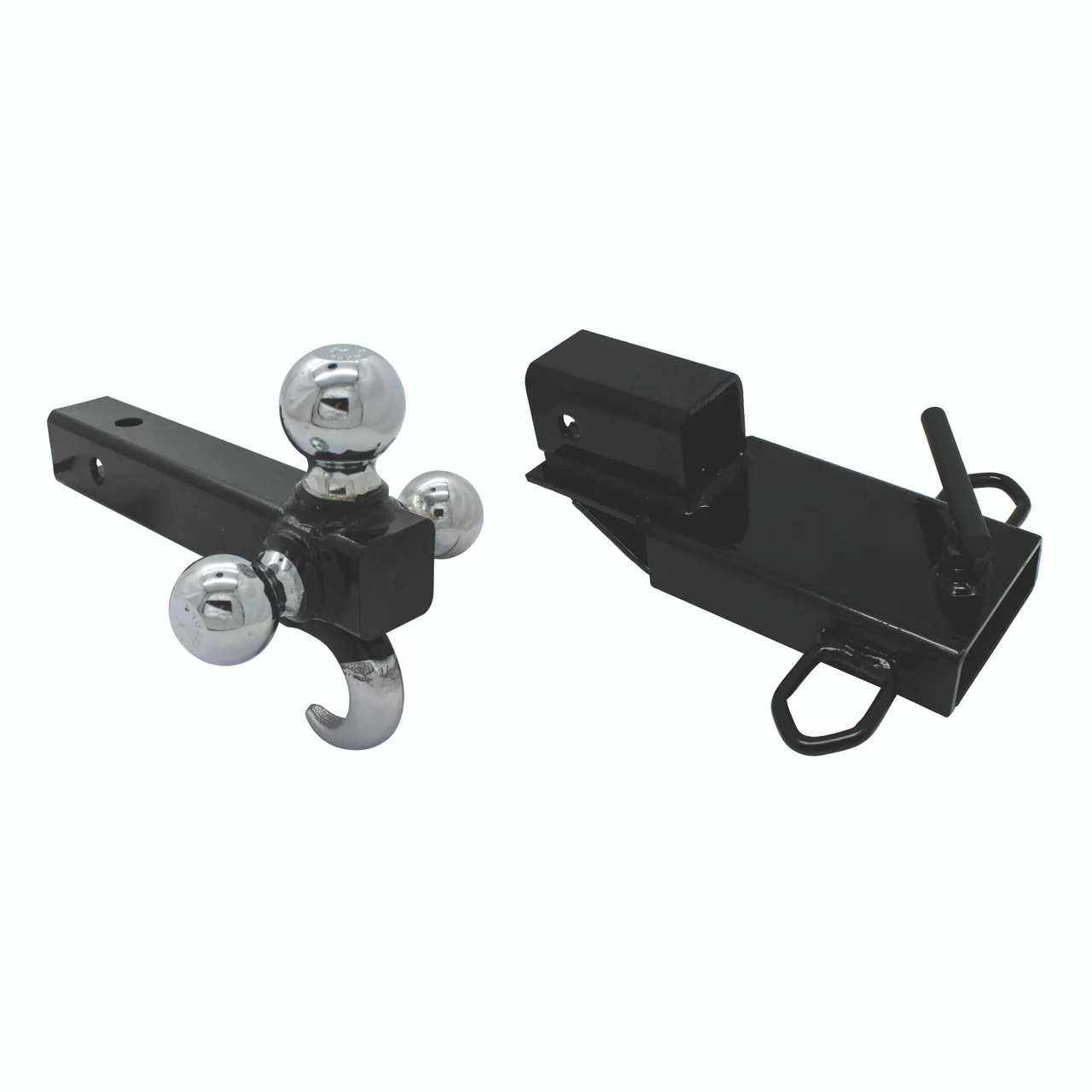 Extreme Max 5001.1389 Clamp-On Forklift Hitch 2" Receiver with Tri-Ball Hitch and Tow Hook - 5001.1389
