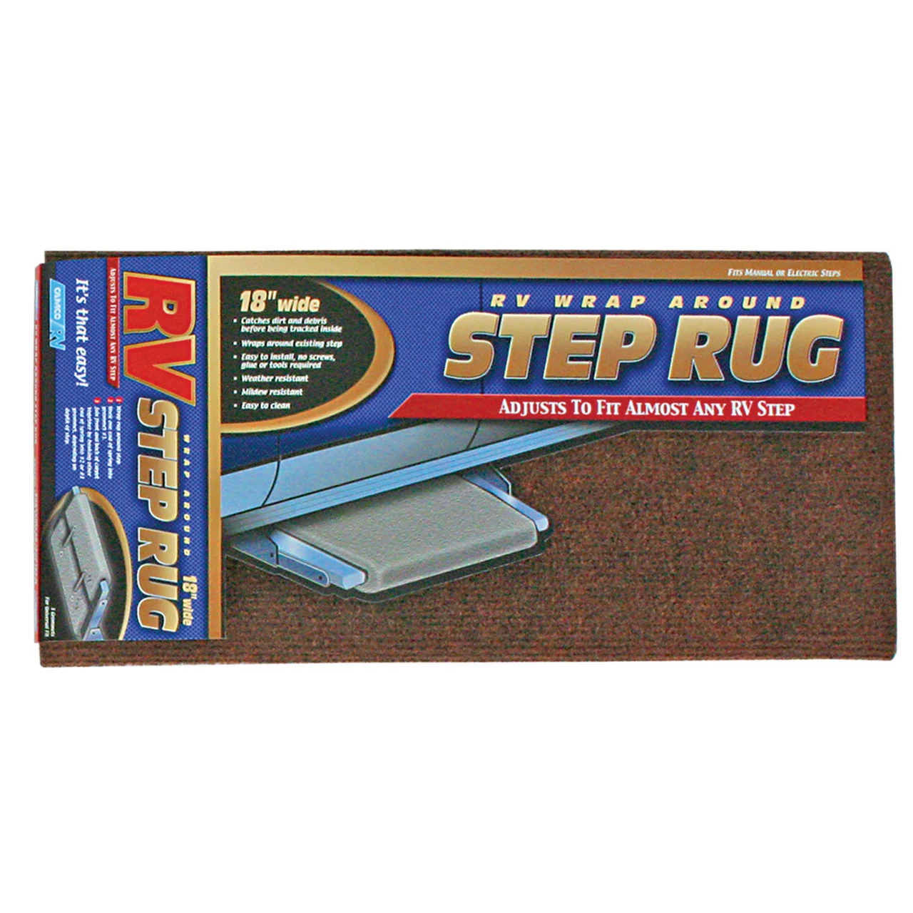 Camco 42921 18" RV Step Rug - Brown - 42921